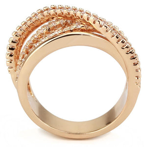 3W1586 - Rose Gold Brass Ring with AAA Grade CZ  in Clear