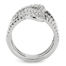 Load image into Gallery viewer, 3W1587 - Rhodium Brass Ring with AAA Grade CZ  in Clear