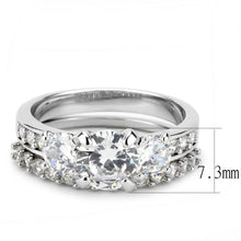 Load image into Gallery viewer, 3W1588 - Rhodium Brass Ring with AAA Grade CZ  in Clear