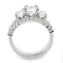 Load image into Gallery viewer, 3W1588 - Rhodium Brass Ring with AAA Grade CZ  in Clear