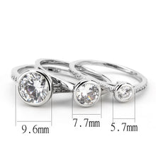 Load image into Gallery viewer, 3W1590 - Rhodium Brass Ring with AAA Grade CZ  in Clear
