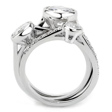 Load image into Gallery viewer, 3W1590 - Rhodium Brass Ring with AAA Grade CZ  in Clear