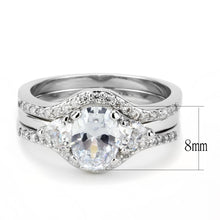 Load image into Gallery viewer, 3W1594 - Rhodium Brass Ring with AAA Grade CZ  in Clear