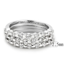 Load image into Gallery viewer, 3W1595 - Rhodium Brass Ring with AAA Grade CZ  in Clear