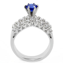Load image into Gallery viewer, 3W1596 - Rhodium Brass Ring with AAA Grade CZ  in London Blue