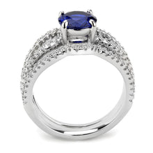 Load image into Gallery viewer, 3W1597 - Rhodium Brass Ring with AAA Grade CZ  in London Blue