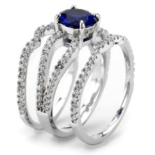 Load image into Gallery viewer, 3W1597 - Rhodium Brass Ring with AAA Grade CZ  in London Blue