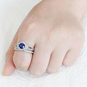 3W1598 - Rhodium Brass Ring with AAA Grade CZ  in London Blue