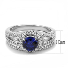 Load image into Gallery viewer, 3W1598 - Rhodium Brass Ring with AAA Grade CZ  in London Blue