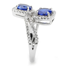 Load image into Gallery viewer, 3W1600 - Rhodium Brass Ring with AAA Grade CZ  in London Blue