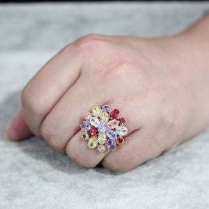 3W1603 - Rose Gold Brass Ring with AAA Grade CZ in MultiColor