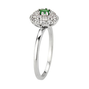 3W1604 - Rhodium Brass Ring with Synthetic in Emerald