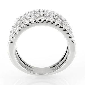 3W1606 - Rhodium Brass Ring with AAA Grade CZ in Clear