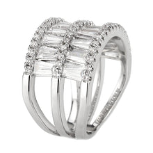 Load image into Gallery viewer, 3W1606 - Rhodium Brass Ring with AAA Grade CZ in Clear