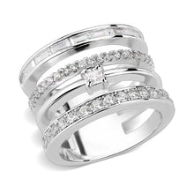 Load image into Gallery viewer, 3W1607 - Rhodium Brass Ring with AAA Grade CZ in Clear
