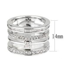 Load image into Gallery viewer, 3W1607 - Rhodium Brass Ring with AAA Grade CZ in Clear