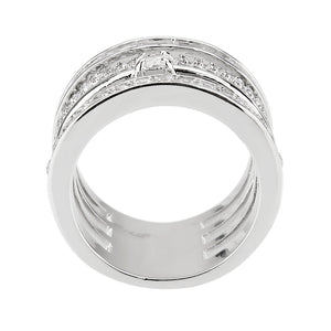 3W1607 - Rhodium Brass Ring with AAA Grade CZ in Clear