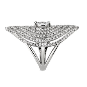 3W1608 - Rhodium Brass Ring with AAA Grade CZ in Clear