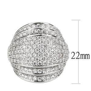 3W1610 - Rhodium Brass Ring with AAA Grade CZ in Clear