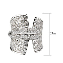 Load image into Gallery viewer, 3W1611 - Rhodium Brass Ring with AAA Grade CZ in Clear