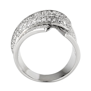 3W1611 - Rhodium Brass Ring with AAA Grade CZ in Clear