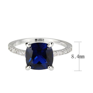 3W1612 - Rhodium Brass Ring with Lab Spinel in London Blue