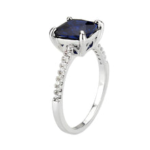 Load image into Gallery viewer, 3W1612 - Rhodium Brass Ring with Lab Spinel in London Blue