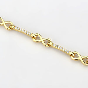 3W1629 - Flash Gold Brass Bracelet with AAA Grade CZ in Clear