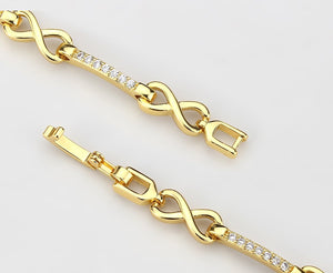 3W1629 - Flash Gold Brass Bracelet with AAA Grade CZ in Clear