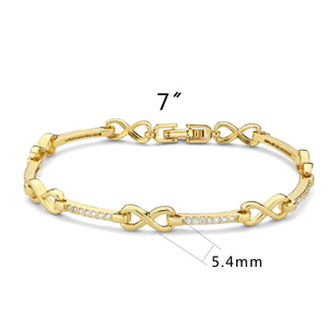 3W1629 - Flash Gold Brass Bracelet with AAA Grade CZ in Clear