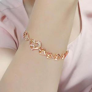 3W1633 - Flash Rose Gold Brass Bracelet with AAA Grade CZ in Clear