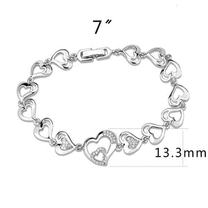 3W1634 - Rhodium Brass Bracelet with AAA Grade CZ in Clear