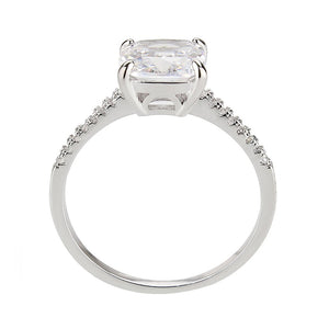 3W1636 - Rhodium Brass Ring with AAA Grade CZ in Clear