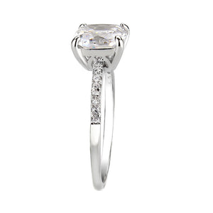 3W1636 - Rhodium Brass Ring with AAA Grade CZ in Clear