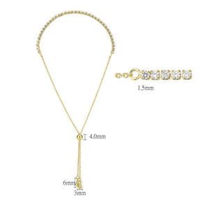 3W1638 - Gold Brass Bracelet with AAA Grade CZ in Clear