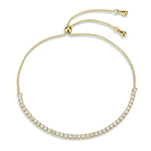3W1638 - Gold Brass Bracelet with AAA Grade CZ in Clear