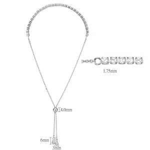 3W1640 - Rhodium Brass Bracelet with AAA Grade CZ in Clear