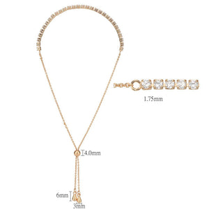 3W1642 - Rose Gold Brass Bracelet with AAA Grade CZ in Clear
