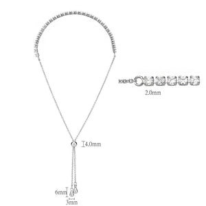 3W1643 - Rhodium Brass Bracelet with AAA Grade CZ in Clear