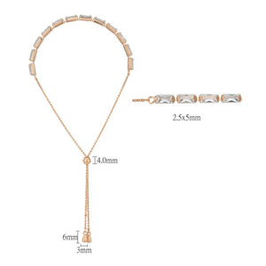 3W1663 - Rose Gold Brass Bracelet with AAA Grade CZ in Clear