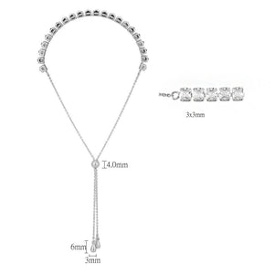 3W1667 - Rhodium Brass Bracelet with AAA Grade CZ in Clear