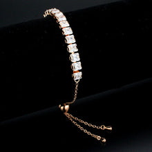 Load image into Gallery viewer, 3W1672 - Rose Gold Brass Bracelet with AAA Grade CZ in Clear