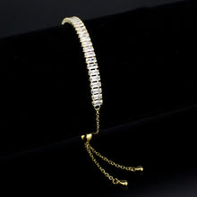Load image into Gallery viewer, 3W1674 - Gold Brass Bracelet with AAA Grade CZ in Clear