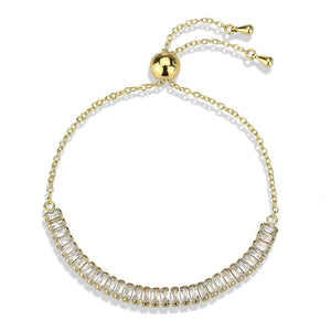 3W1674 - Gold Brass Bracelet with AAA Grade CZ in Clear