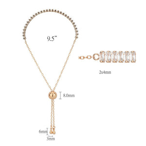 3W1675 - Rose Gold Brass Bracelet with AAA Grade CZ in Clear