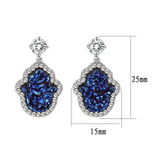 Load image into Gallery viewer, 3W1723E -  Imitation Rhodium+E-coating Brass Earring with Druzy in Capri Blue
