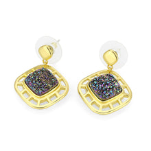 Load image into Gallery viewer, 3W1724E - Flash Gold+E-coating Brass Earring with Druzy in Purple Series