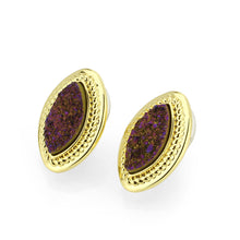 Load image into Gallery viewer, 3W1725E - Flash Gold+E-coating Brass Earring with Druzy in Amethyst