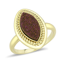 Load image into Gallery viewer, 3W1725 - Flash Gold+E-coating Brass Ring with Druzy in Amethyst