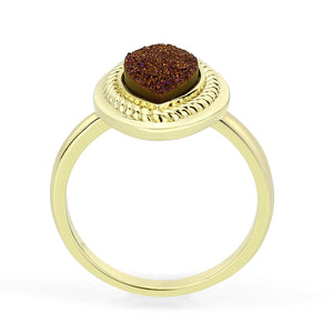 3W1725 - Flash Gold+E-coating Brass Ring with Druzy in Amethyst